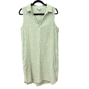 Beach Lunch Lounge Shirt Dress Striped Pockets Hamptons Coastal Grandma Large